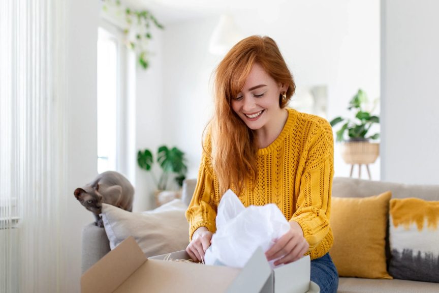 smiling-woman-sit-couch-home-open-post-package-shopping-online-buying-goods-internet-happy-young-female-customer-unpack-postal-shipping-parcel-satisfied-with-order-delivery